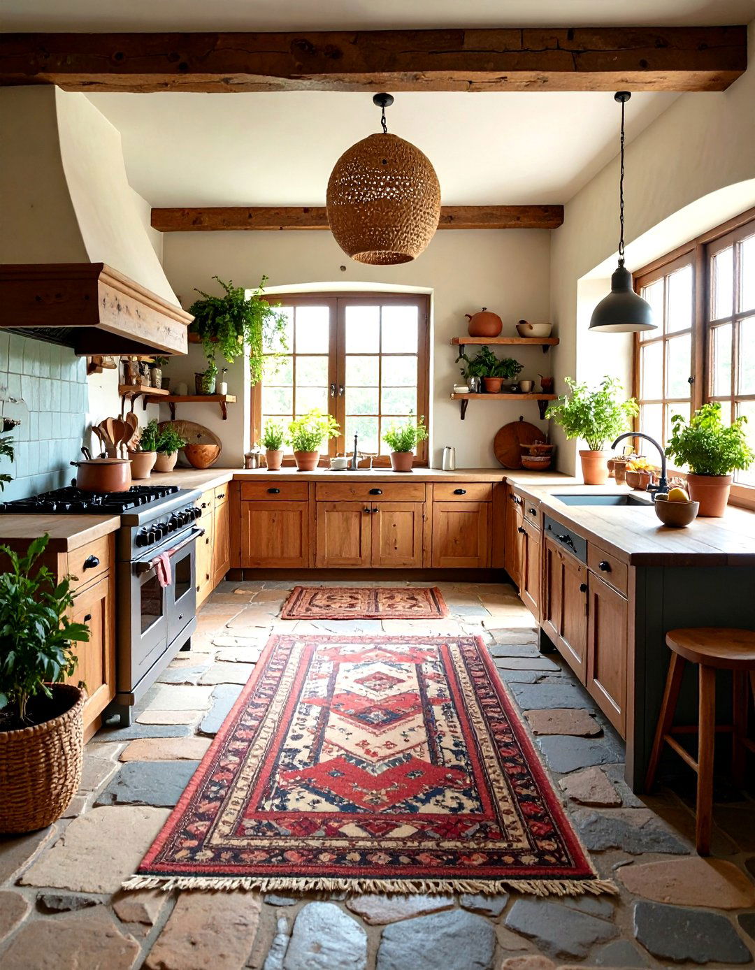 Primitive Kitchen with Fieldstone Floors and Rustic Textures - 20 Primitive Kitchen Ideas