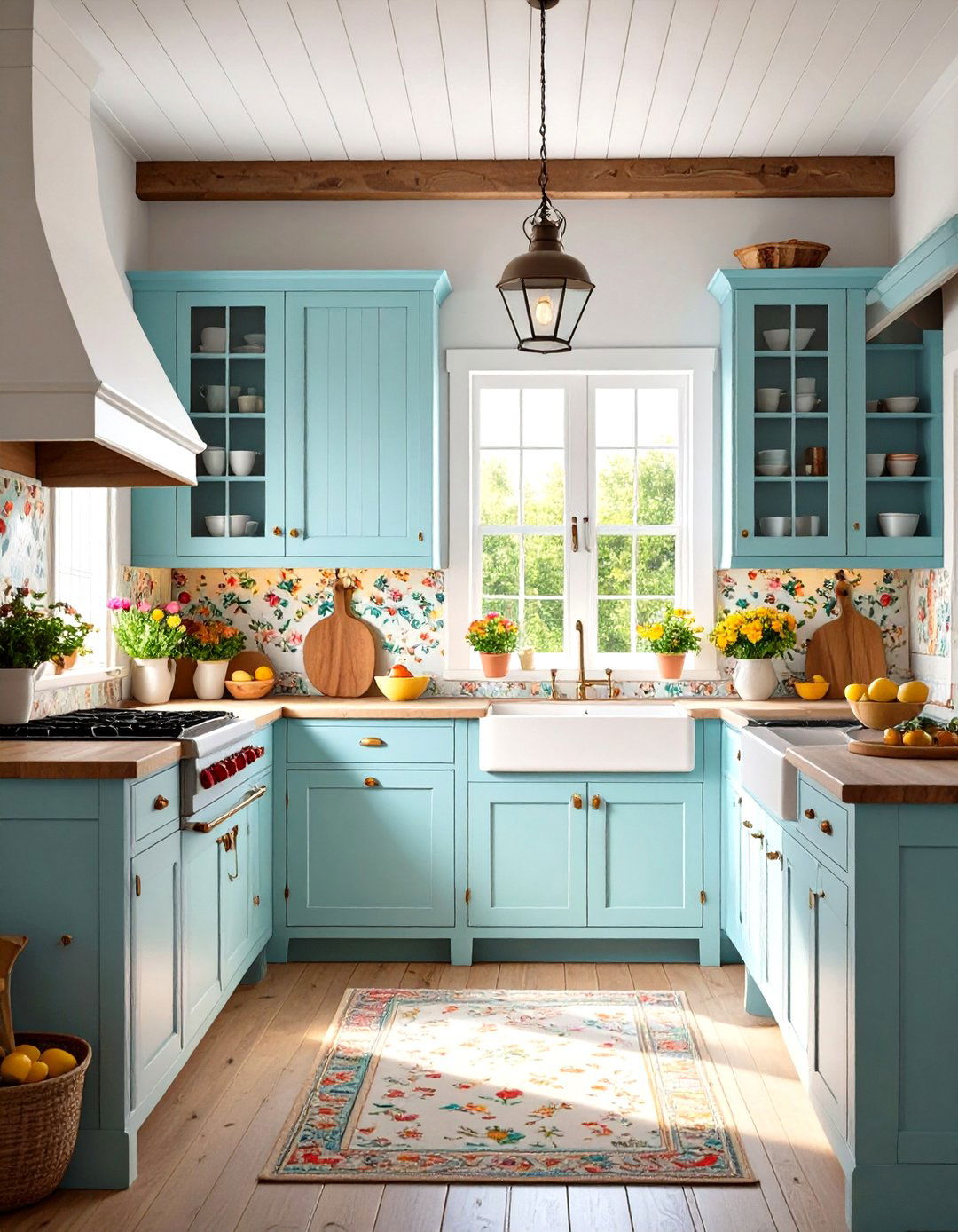 Primitive Kitchen with Grain Painted Cabinets and Decorative Stenciling - 20 Primitive Kitchen Ideas