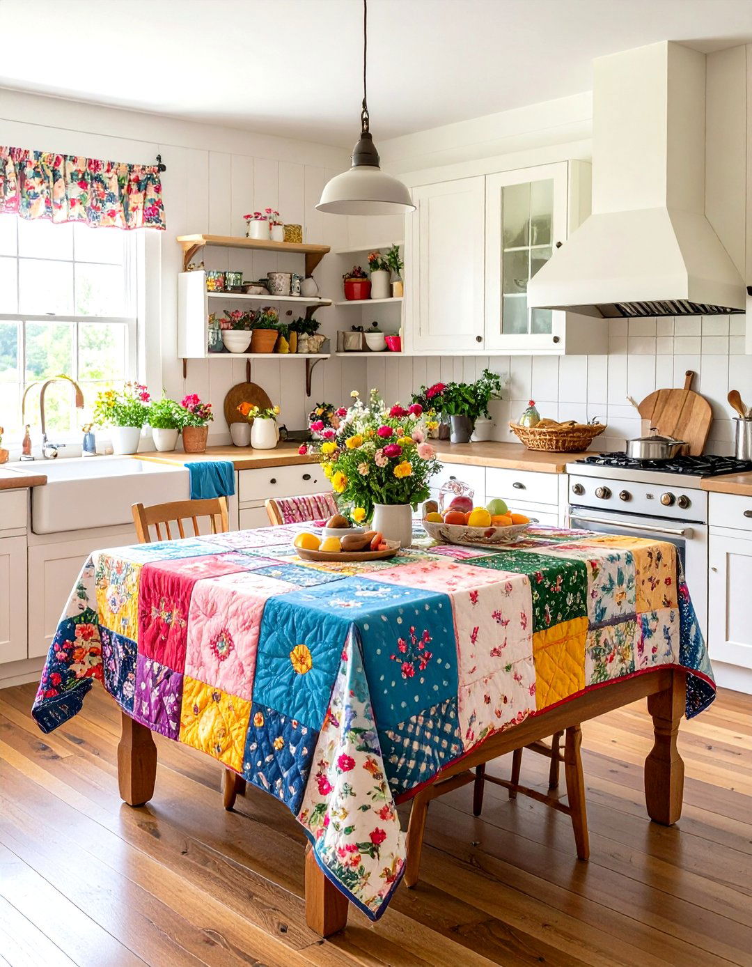 Primitive Kitchen with Quilted Textiles and Patchwork Accents - 20 Primitive Kitchen Ideas