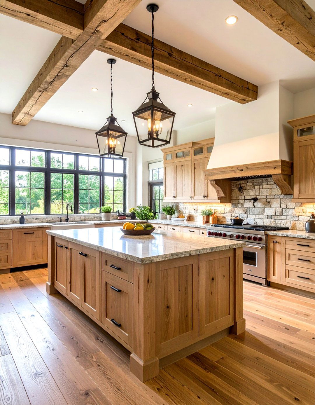 Primitive Kitchen with Stone Countertops and Exposed Beams - 20 Primitive Kitchen Ideas