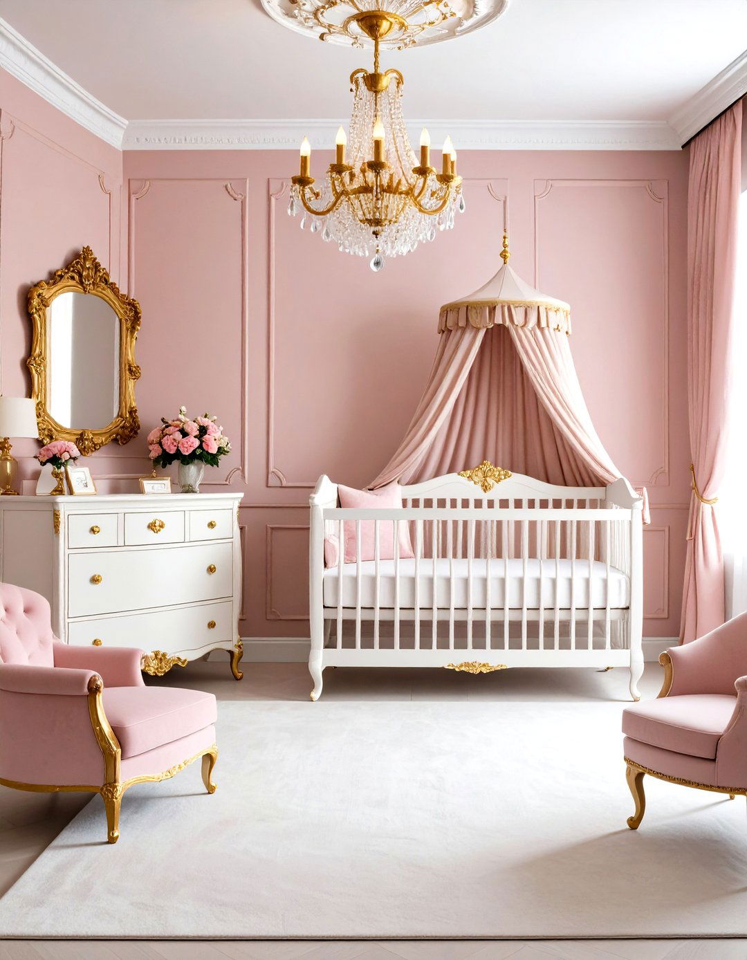 Princess Pink Nursery with Royal Elegance - 20 Pink Nursery Ideas