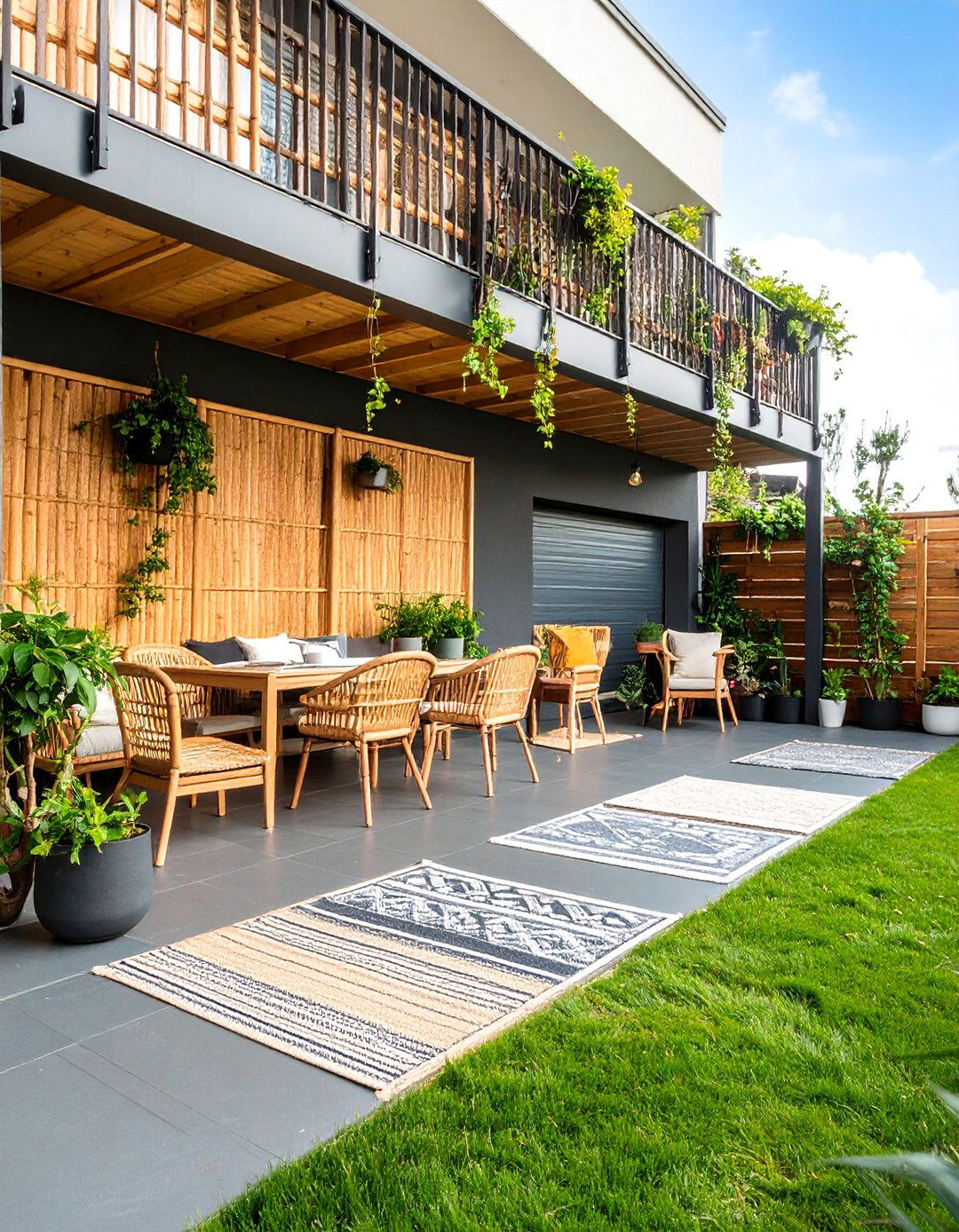 Privacy Focused Balcony Over Garage with Screening Elements - 20 Balcony Over Garage Ideas
