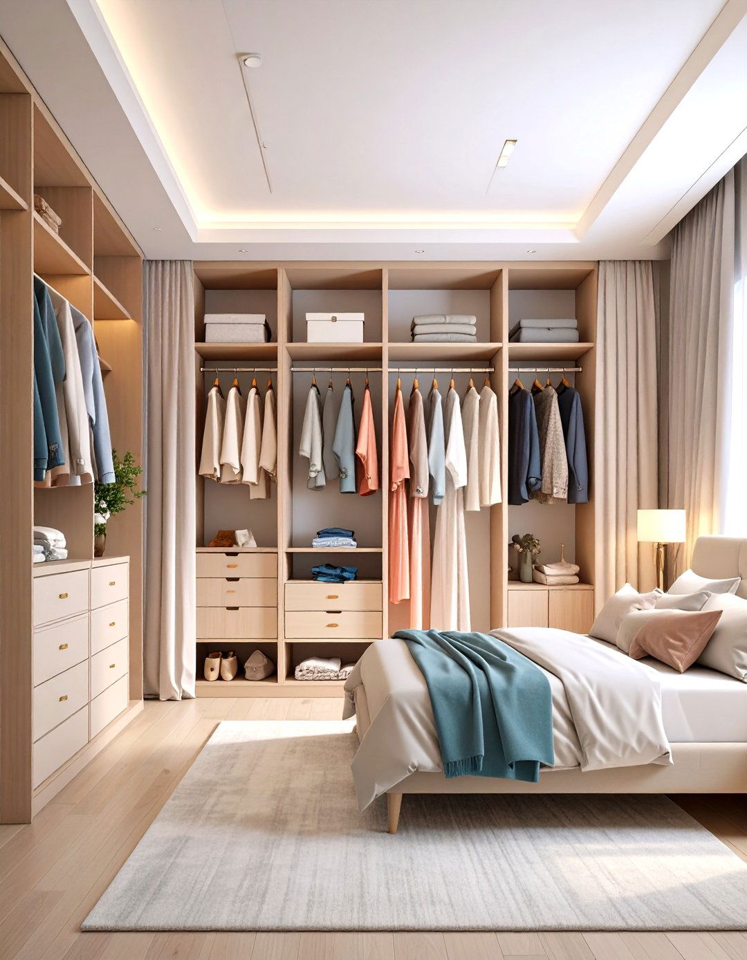 Privacy Optional Open Closet with Curtains - 20 Open Closet Ideas