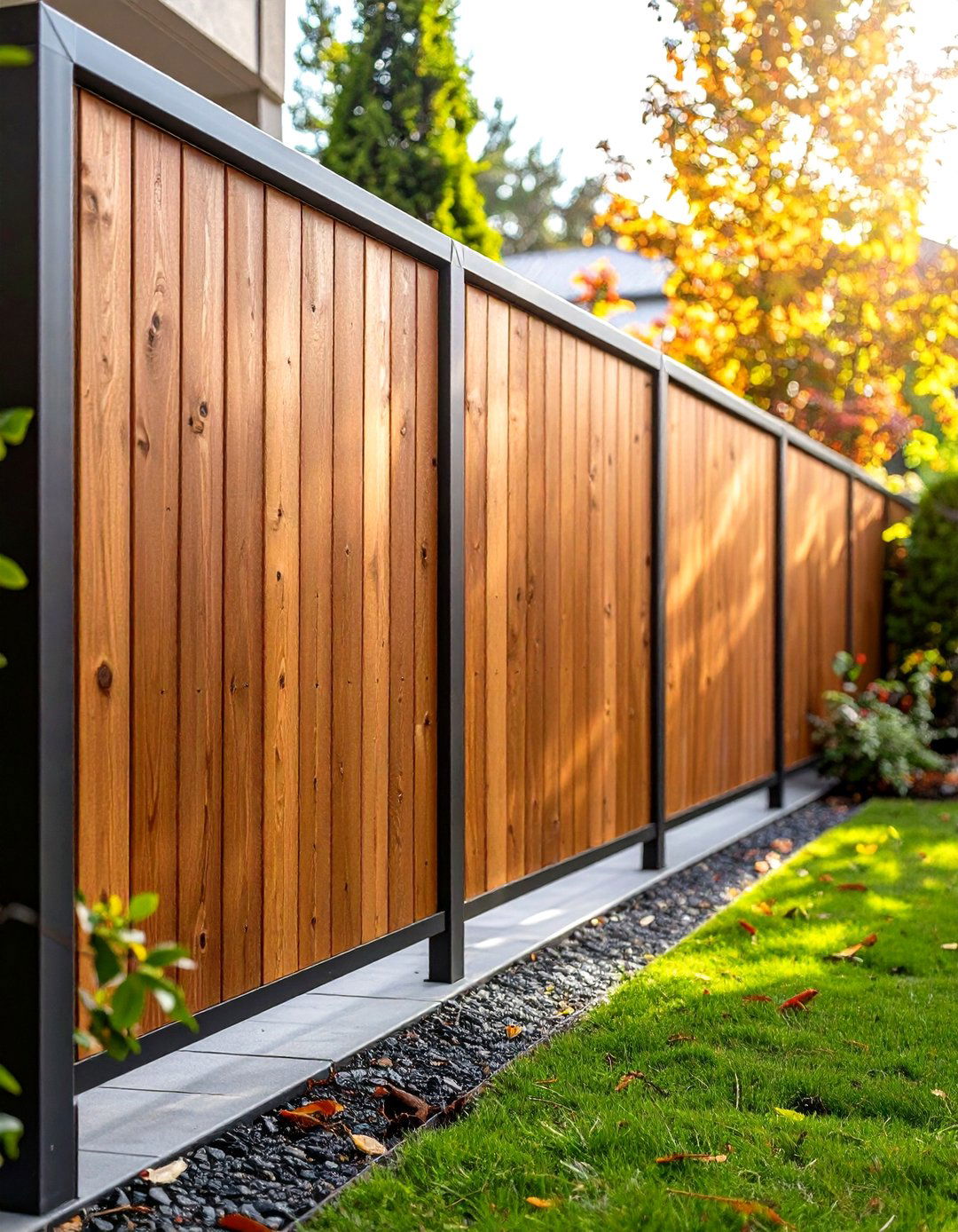 Privacy Screen Metal and Wood Fence - 20 Metal and Wood Fence