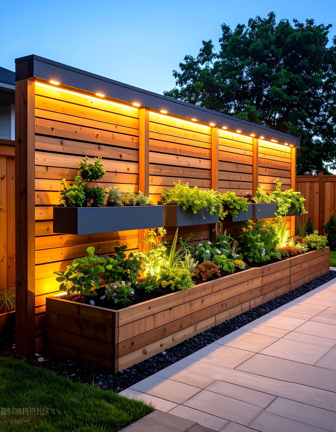 Privacy Screen Planter Wall - 20 Ground Level Deck Ideas