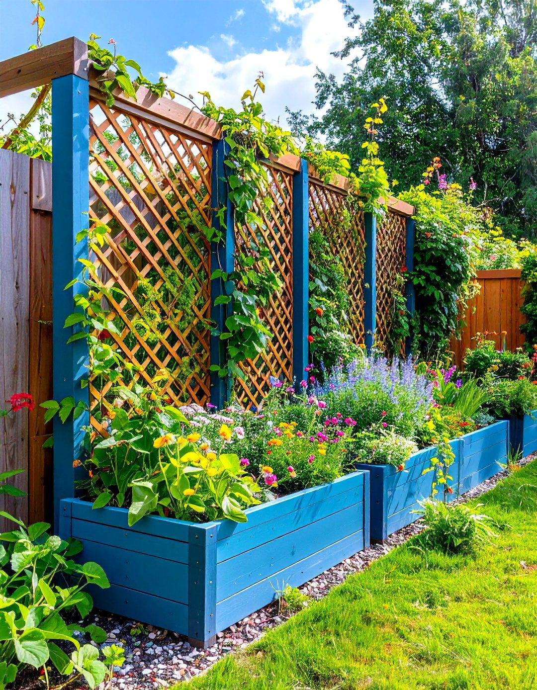 Privacy Screen Raised Garden Bed Along Fence Combination - 20 Raised Garden Bed Along Fence Ideas