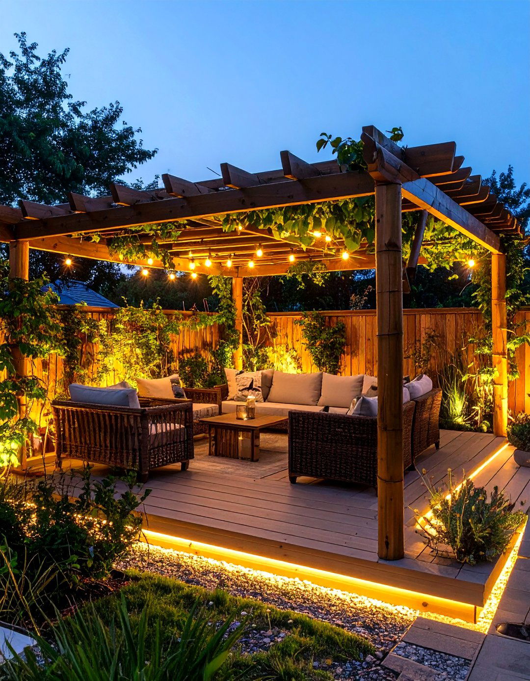 Privacy Screened Front Yard Patio Haven - 20 Front Yard Patio Ideas