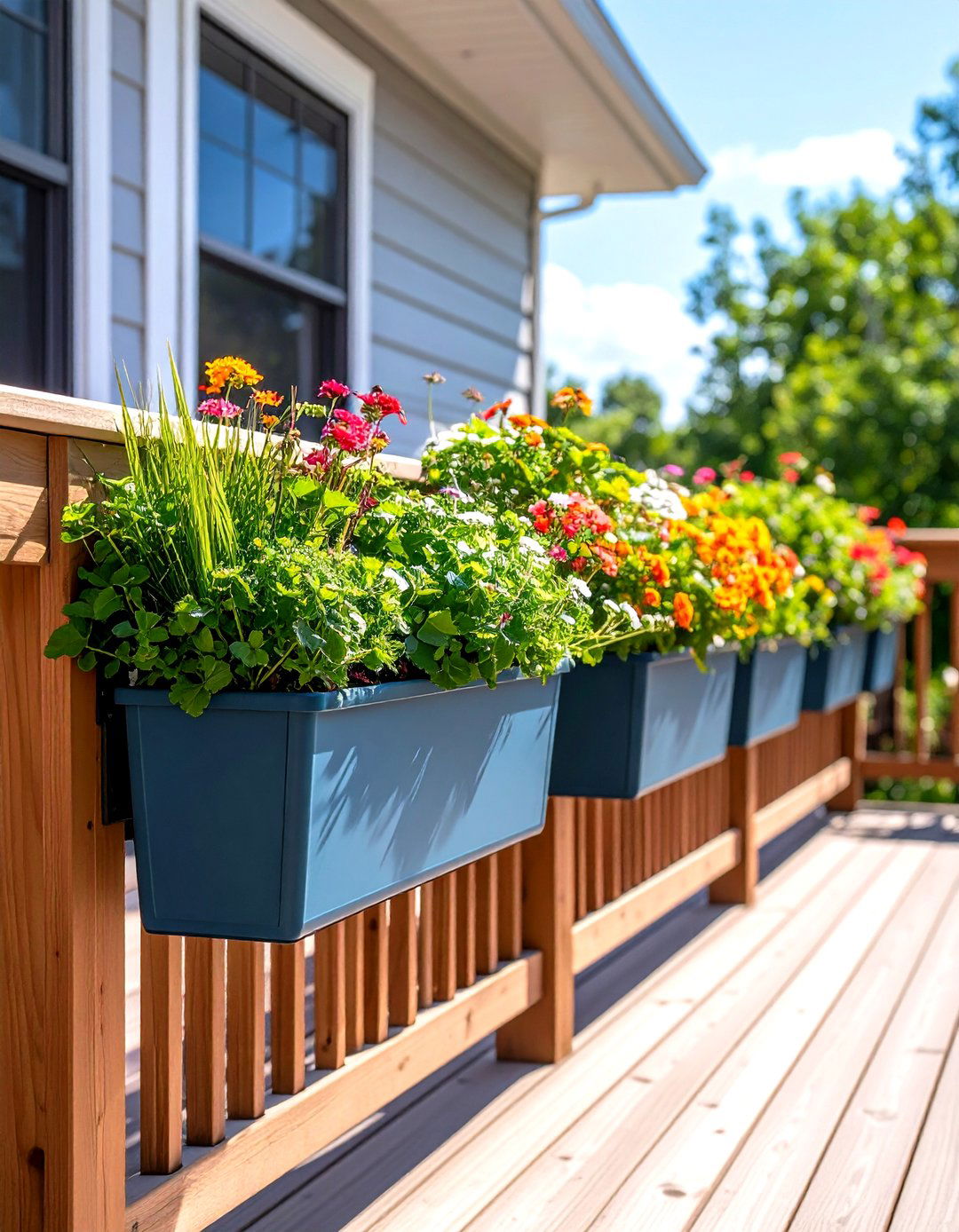 Privacy with Deck Railing Planters - 20 Deck Decorating Ideas With Plant