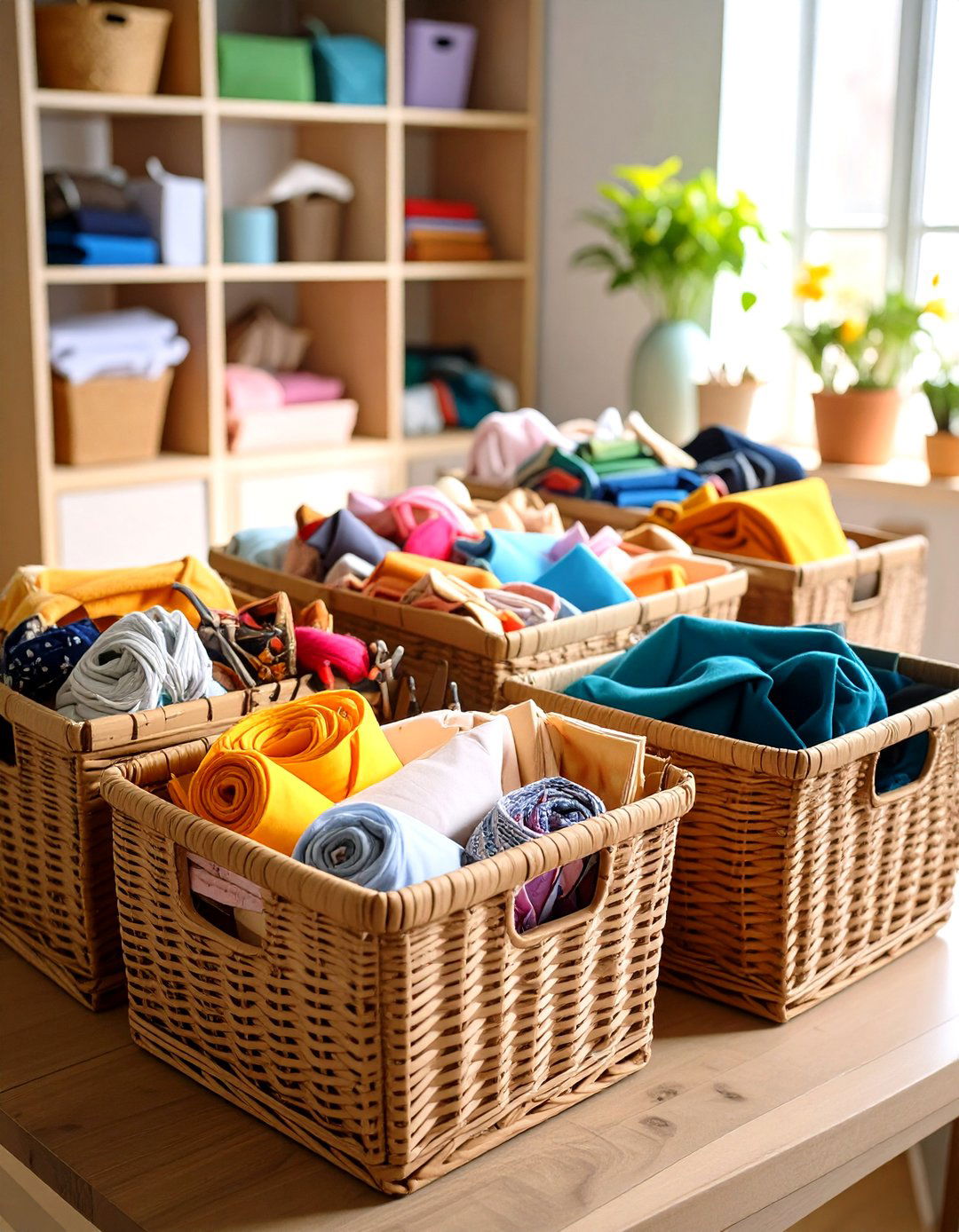 Project Baskets to Separate Works in Progress - 20 Craft Room Organization Ideas