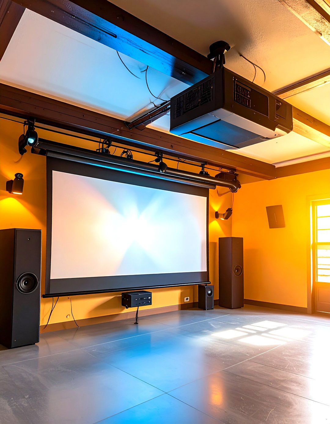Projection Screen Theater Adds Big Screen Drama to the Garage Game Room - 20 Garage Game Room Ideas