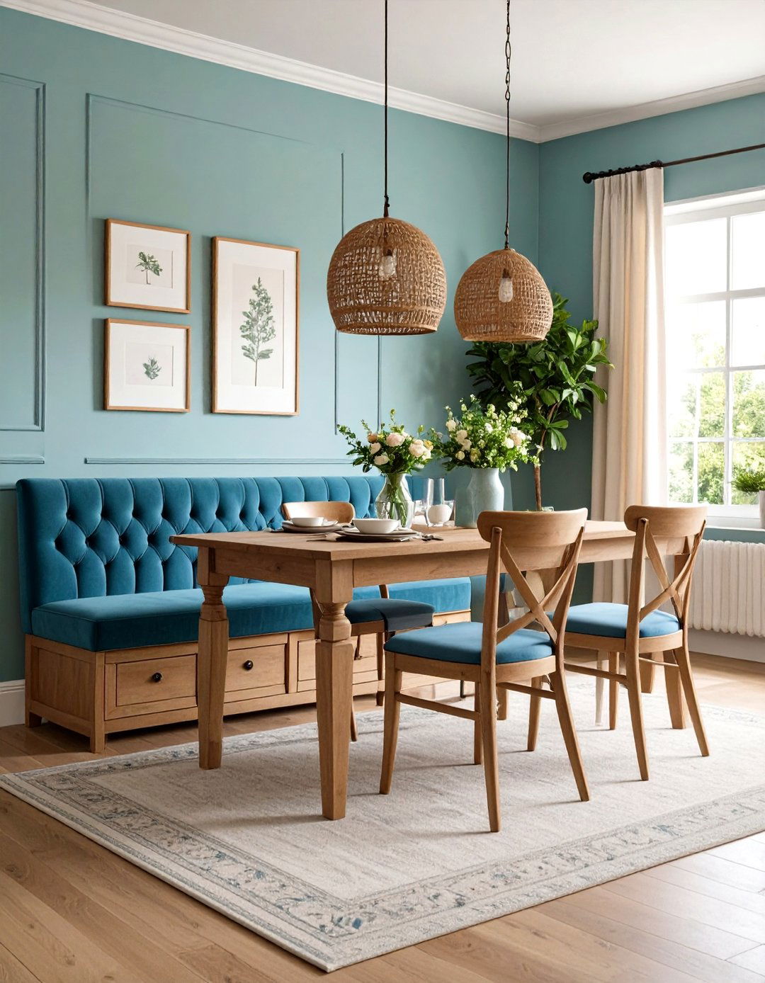 Provincial Bench or Banquette Encourages Long Meals - 20 French Country Dining Room Ideas