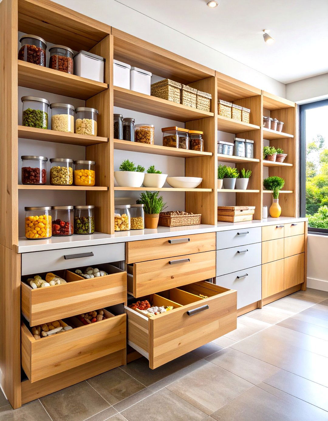 Pull Out Drawer Pantry Shelving System - 20 Pantry Shelving Ideas