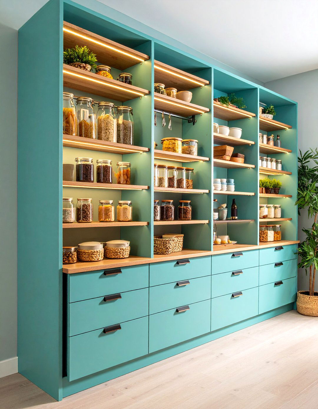 Pull Out Pantry Wall Cabinets for Effortless Cooking - 20 Floor to Ceiling Cabinets Ideas