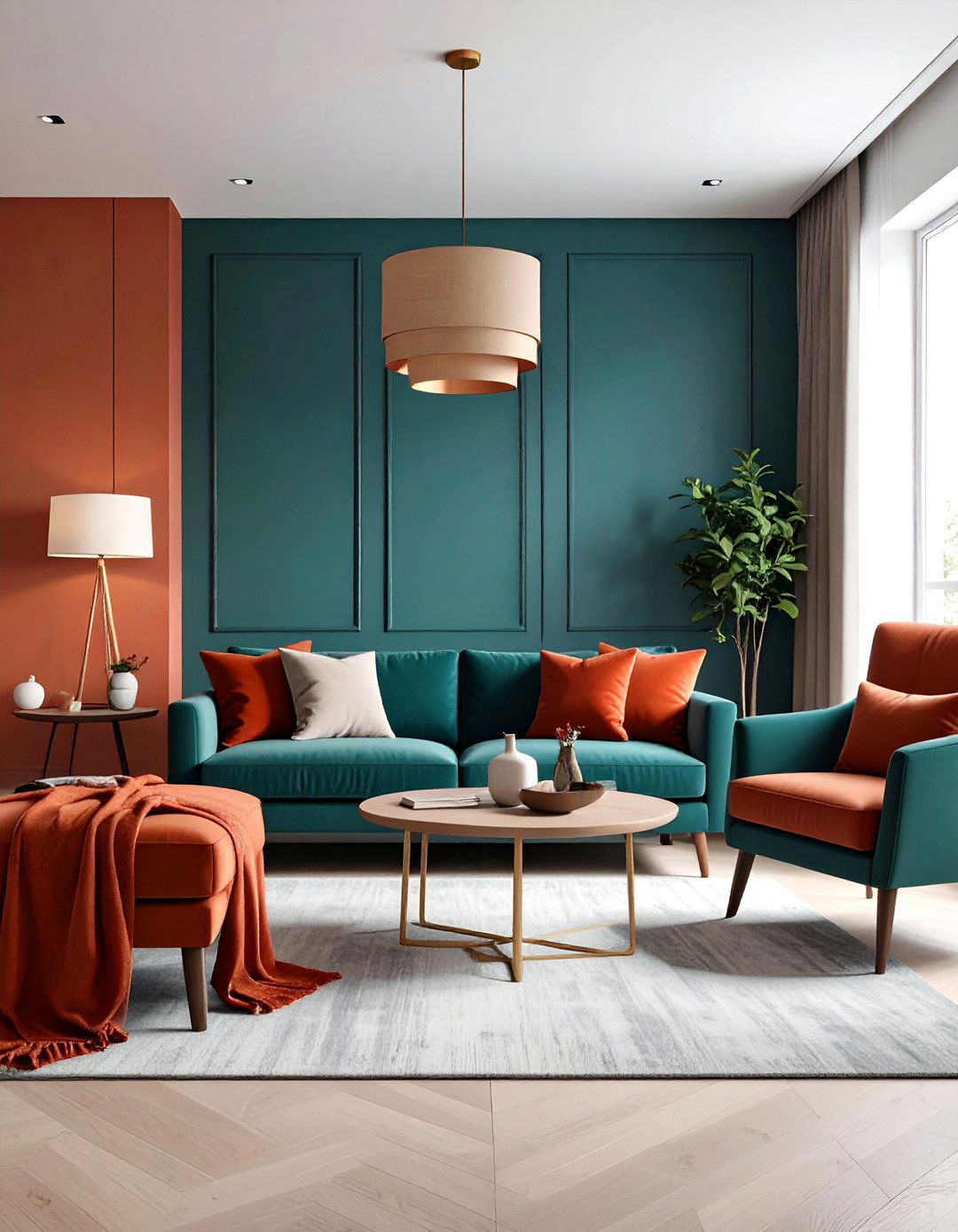Punch Up Greige With a Bold Accent Wall - 20 Greige Living Room Ideas