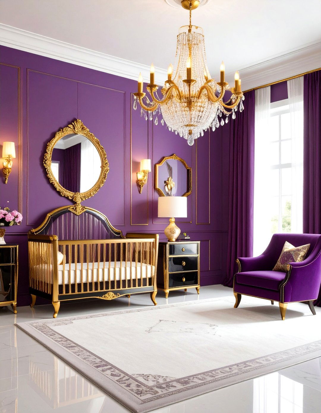 Purple Art Deco Glamour Nursery Design - 20 Purple Nursery Ideas