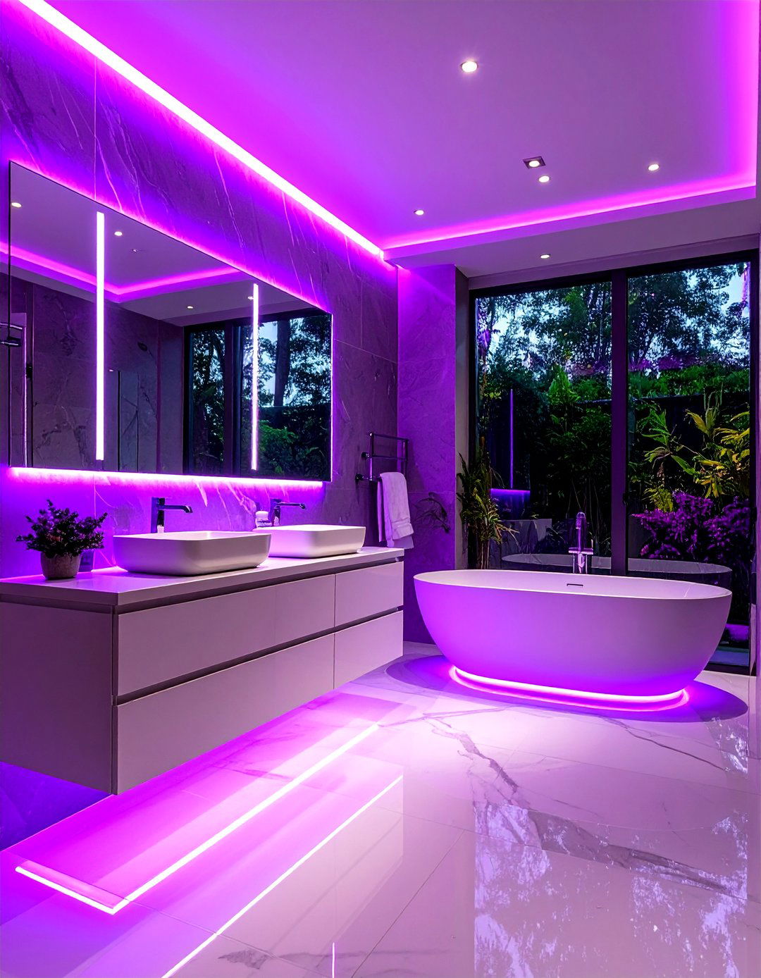 Purple Bathroom Ambient Lighting Showcase - 20 Purple Bathroom Ideas