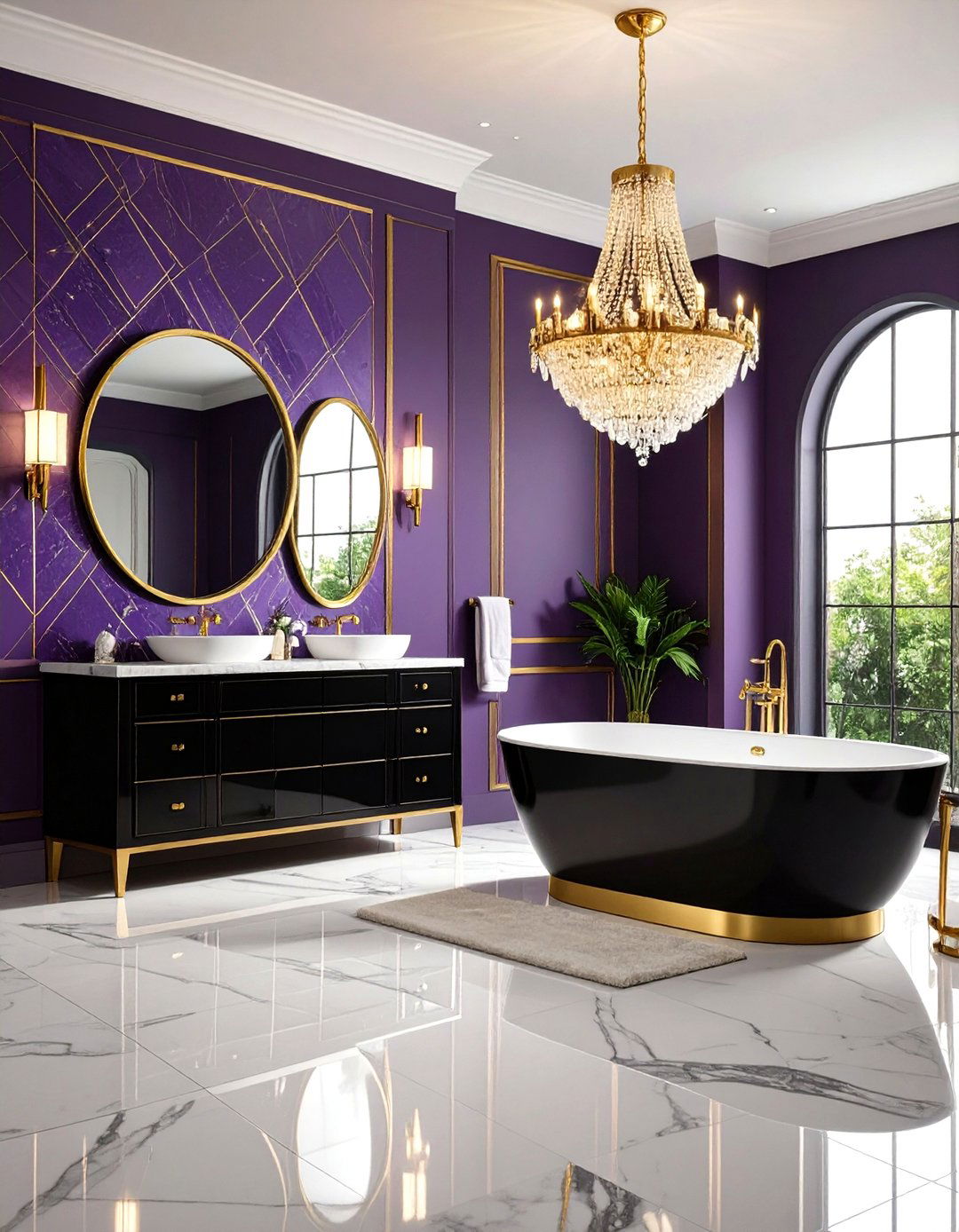 Purple Bathroom Art Deco Glamour Revival - 20 Purple Bathroom Ideas