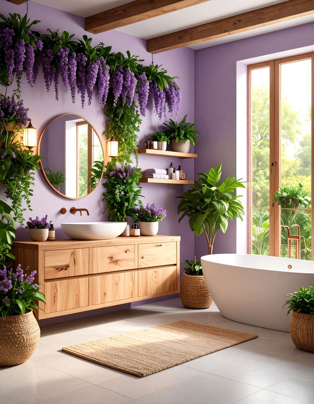 Purple Bathroom Botanical Garden Sanctuary - 20 Purple Bathroom Ideas