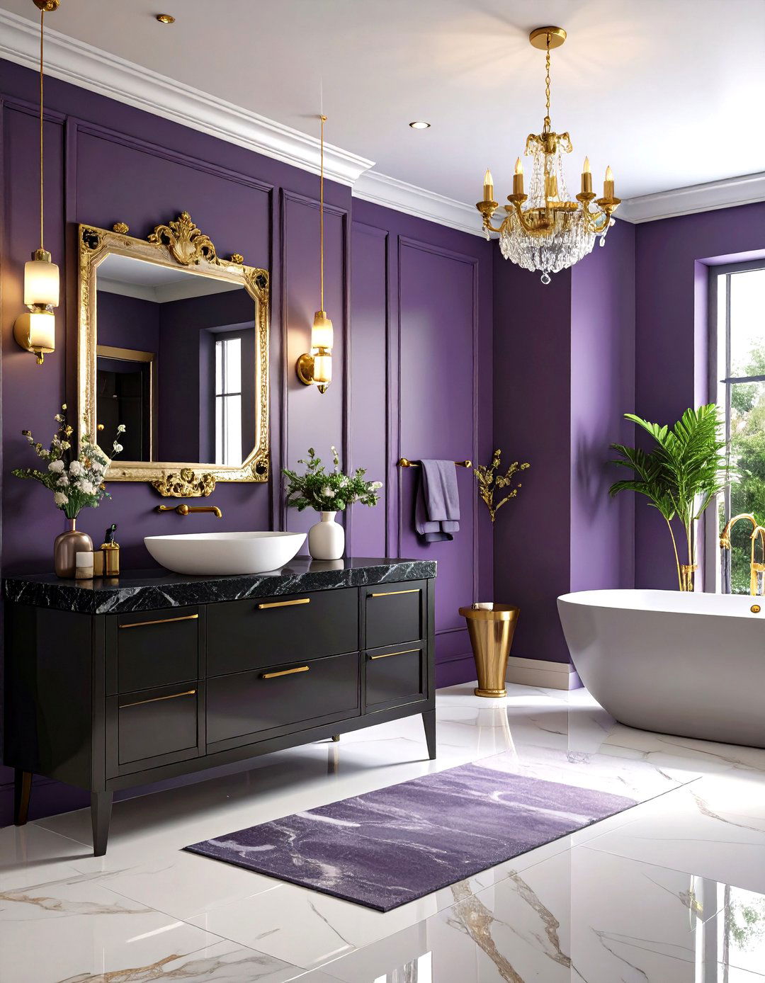 Purple Bathroom Dramatic Plum Statement Design - 20 Purple Bathroom Ideas