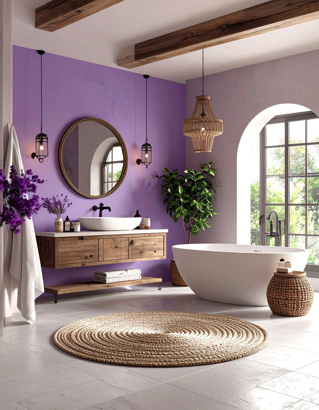 Purple Bathroom Mediterranean Escape - 20 Purple Bathroom Ideas