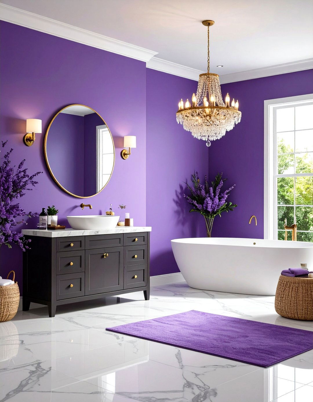 Purple Bathroom Ombre Accent Wall Masterpiece - 20 Purple Bathroom Ideas