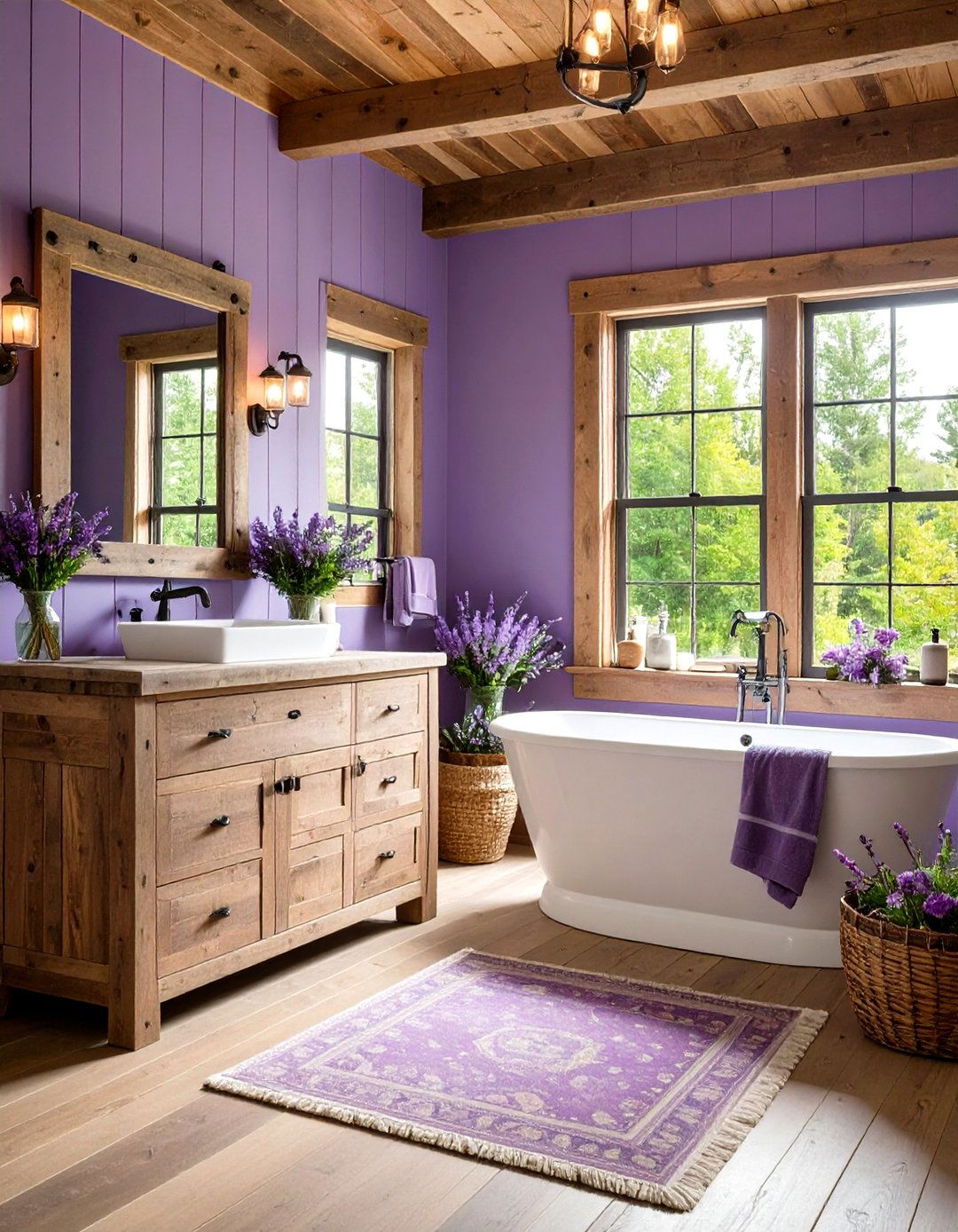 Purple Bathroom Rustic Farmhouse Charm - 20 Purple Bathroom Ideas