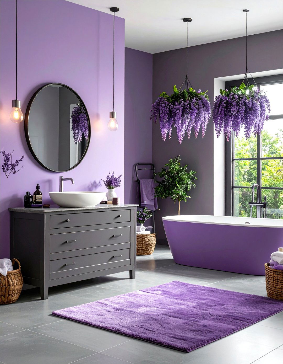 Purple Bathroom Sophisticated Gray Pairing - 20 Purple Bathroom Ideas
