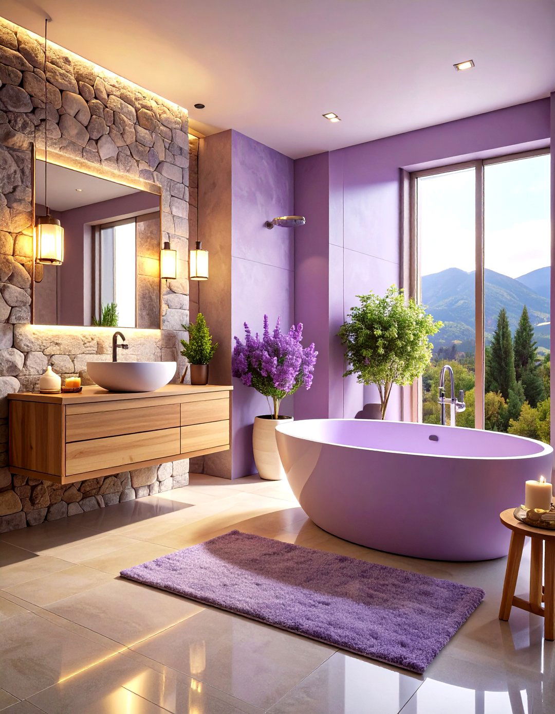 Purple Bathroom Spa Inspired Lavender Retreat - 20 Purple Bathroom Ideas