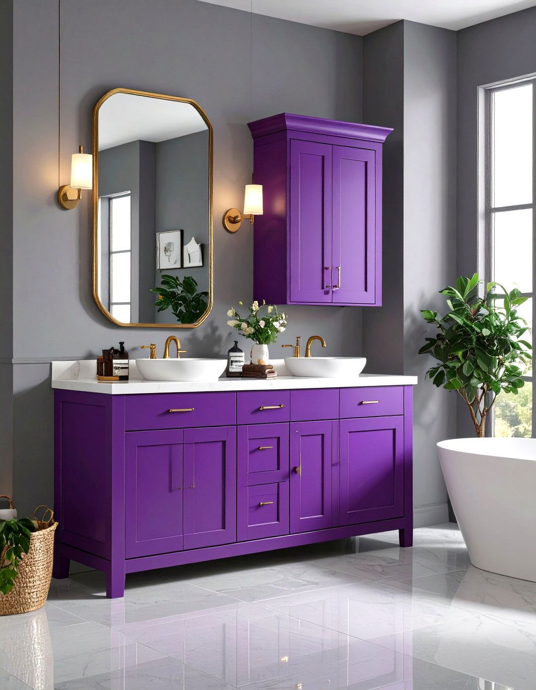 Purple Bathroom Vanity Focal Point Design - 20 Purple Bathroom Ideas
