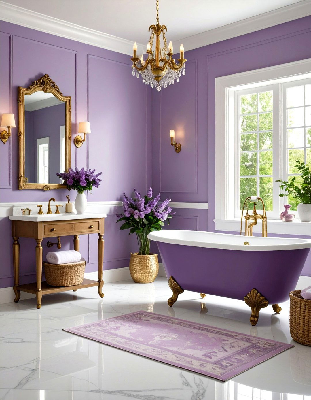 Purple Bathroom Vintage Inspired Charm - 20 Purple Bathroom Ideas