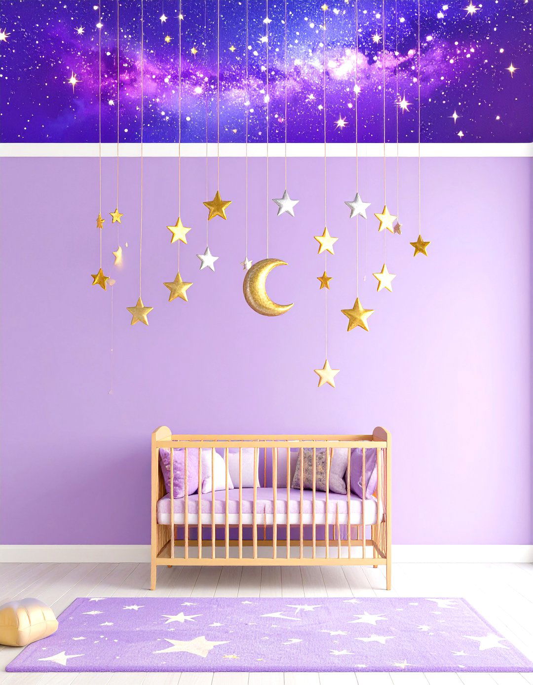 Purple Celestial Nursery with Stars and Moons - 20 Purple Nursery Ideas