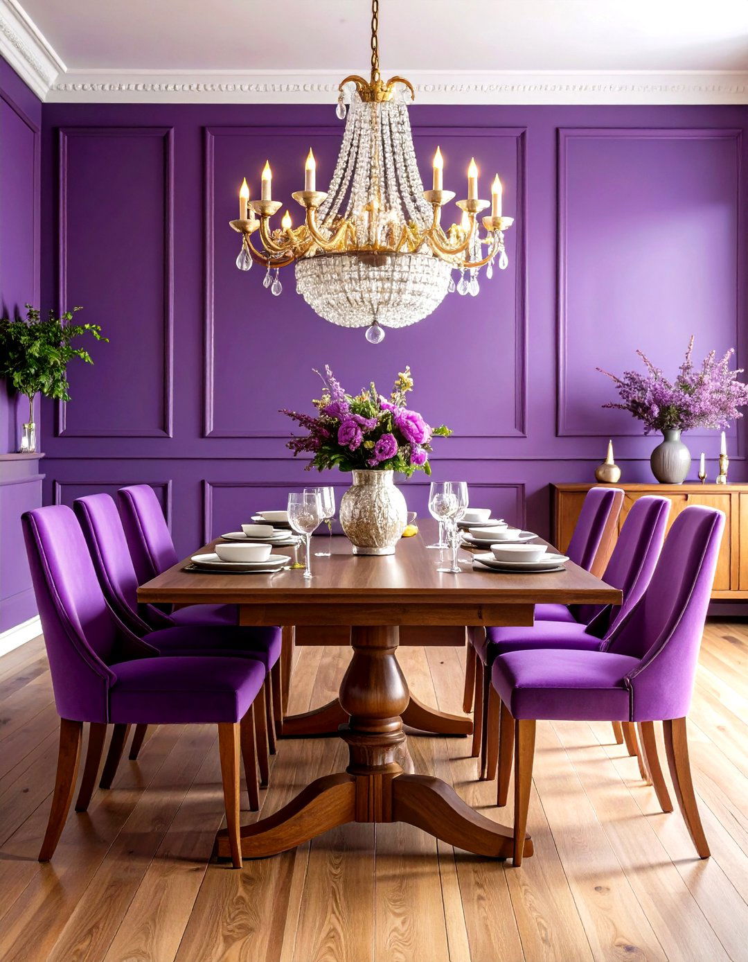 Purple Dining Room with Formal Entertainment Focus - 20 Purple Dining Room Ideas