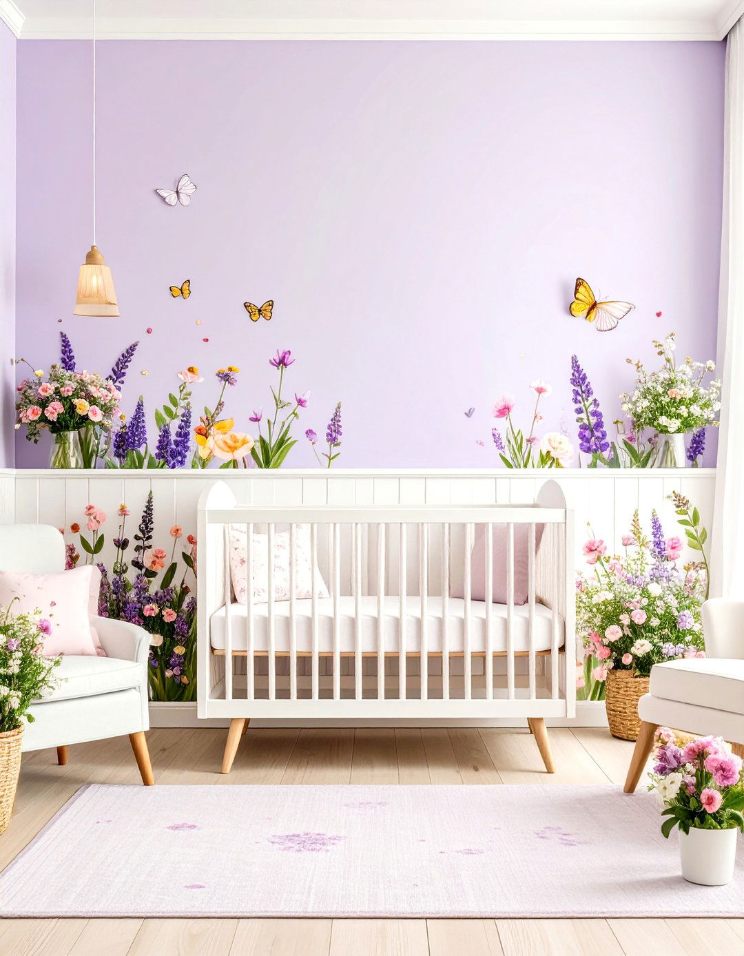 Purple Floral Meadow Nursery Design - 20 Purple Nursery Ideas