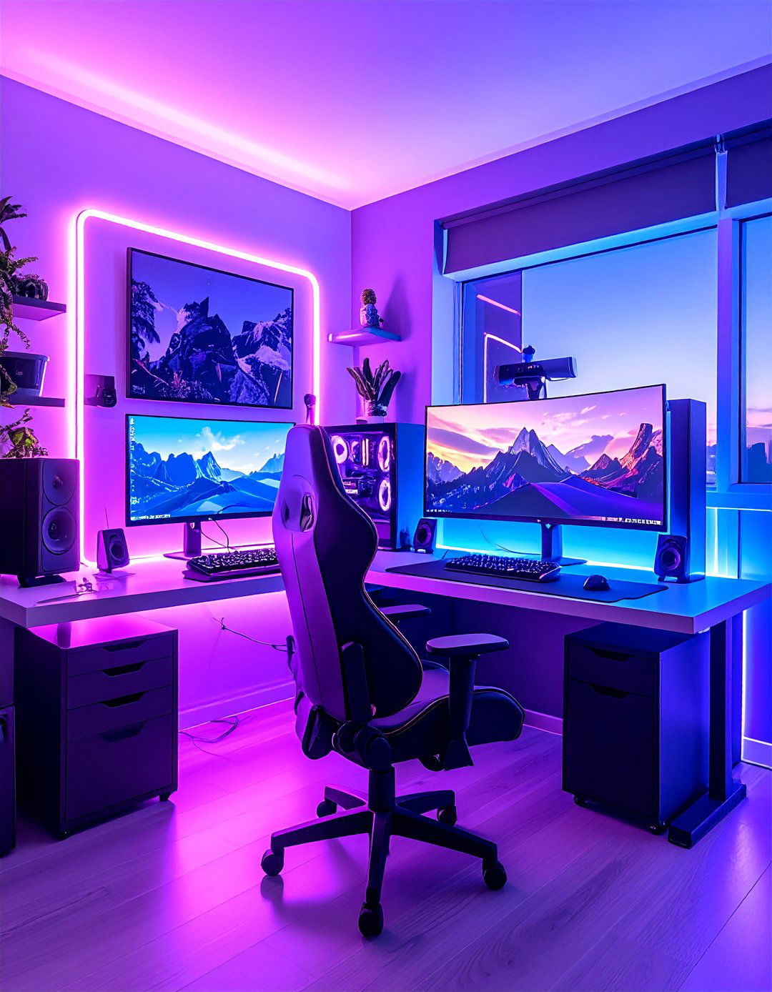Purple Gaming Setup with Art Studio Hybrid - 20 Purple Gaming Setup Ideas
