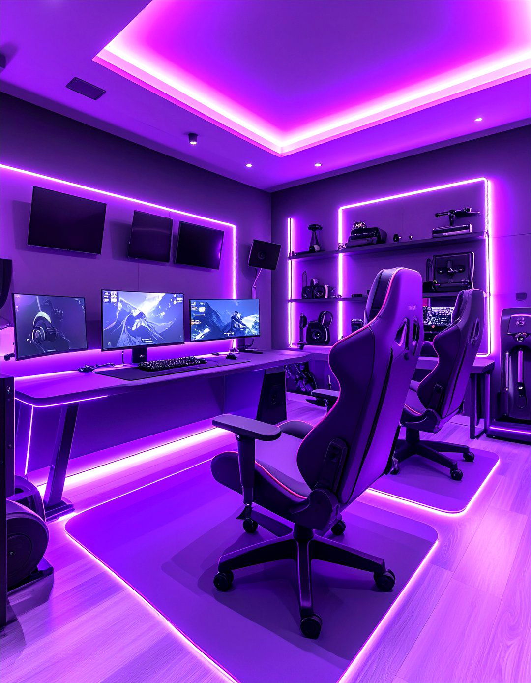 Purple Gaming Setup with Fitness Integration - 20 Purple Gaming Setup Ideas
