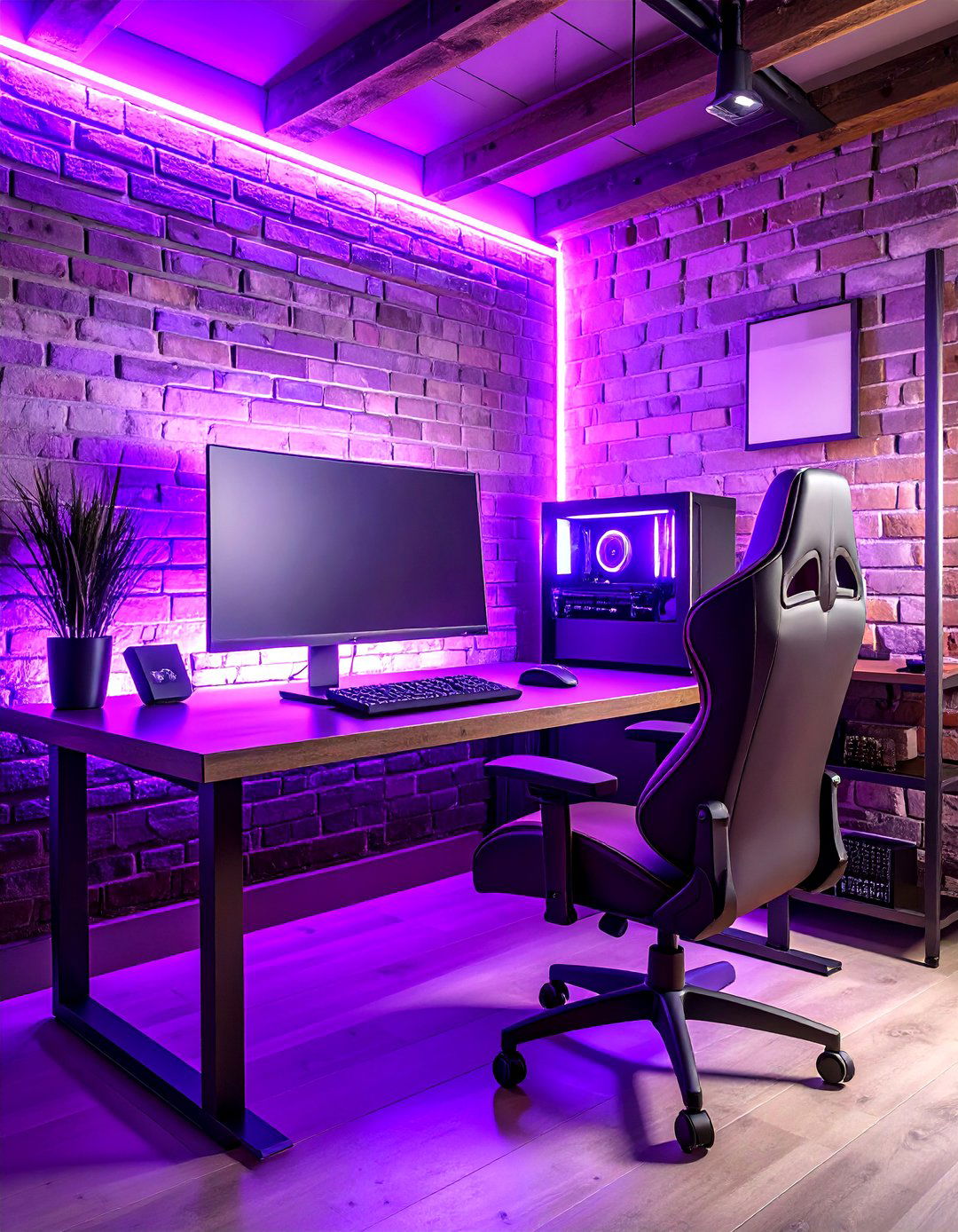 Purple Gaming Setup with Industrial Gothic Theme - 20 Purple Gaming Setup Ideas