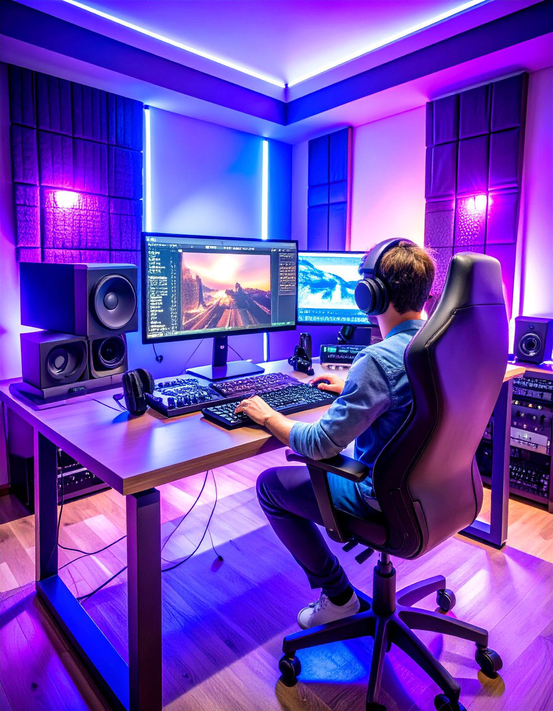 Purple Gaming Setup with Music Producer Hybrid - 20 Purple Gaming Setup Ideas