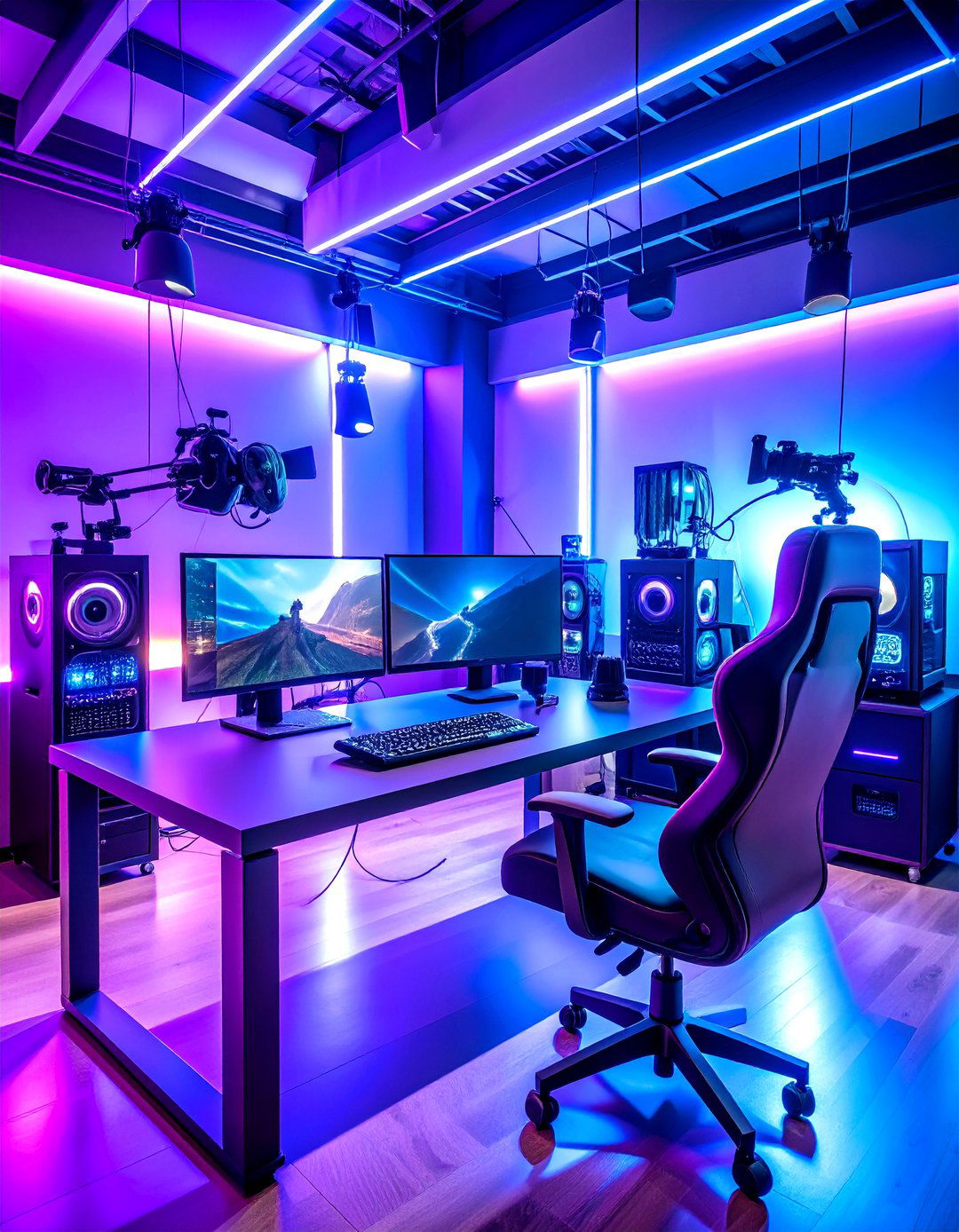Purple Gaming Setup with Streamer Studio Design - 20 Purple Gaming Setup Ideas