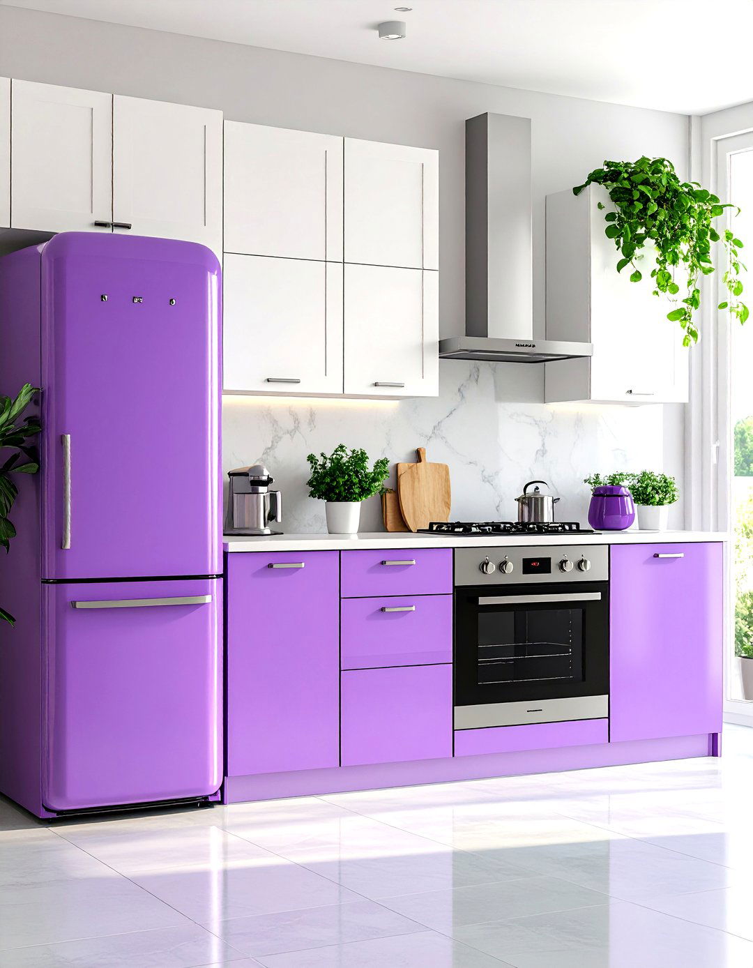 Purple Kitchen Appliance Statement Design - 20 Purple Kitchen Ideas