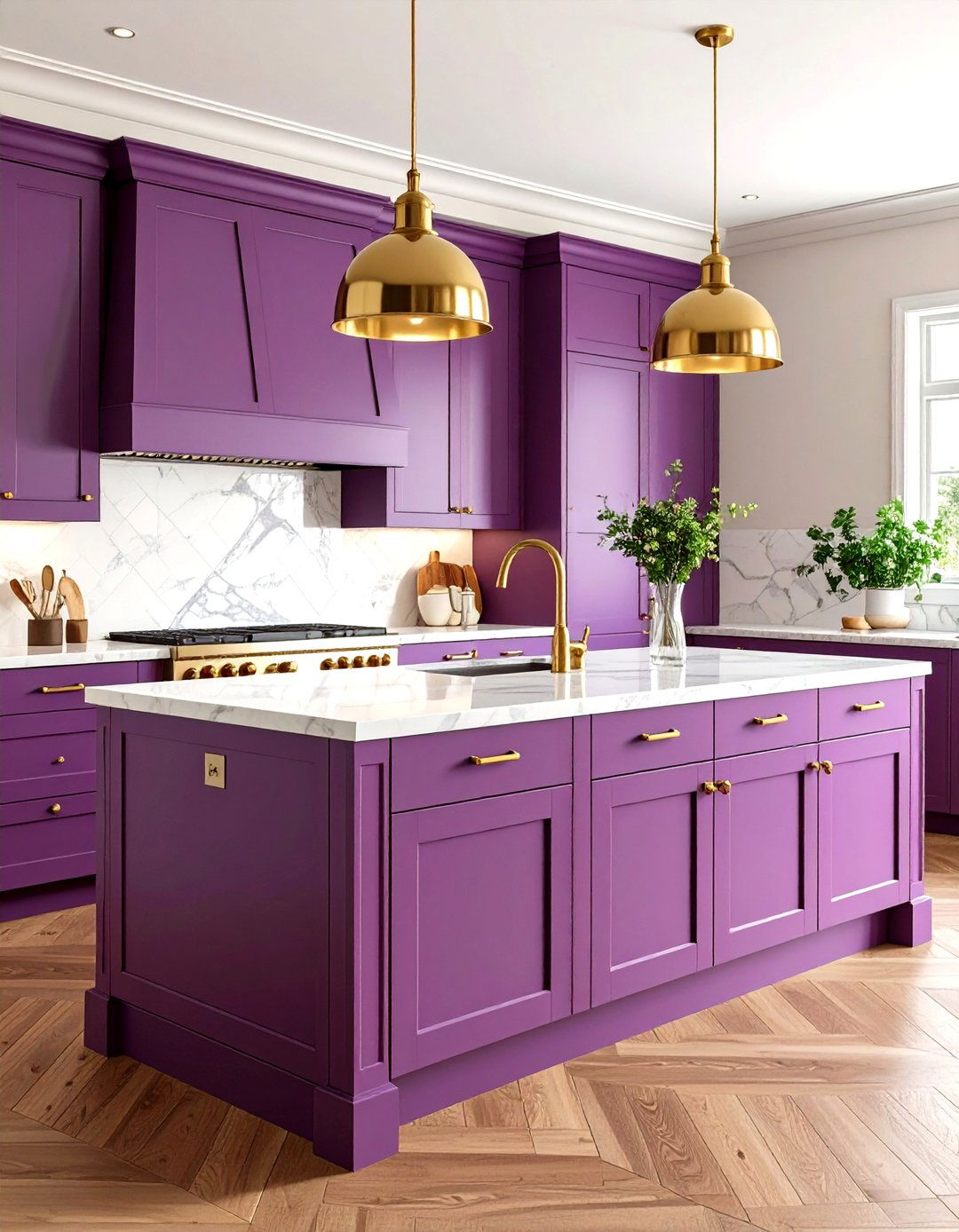 Purple Kitchen Aubergine Cabinet Traditional Design - 20 Purple Kitchen Ideas
