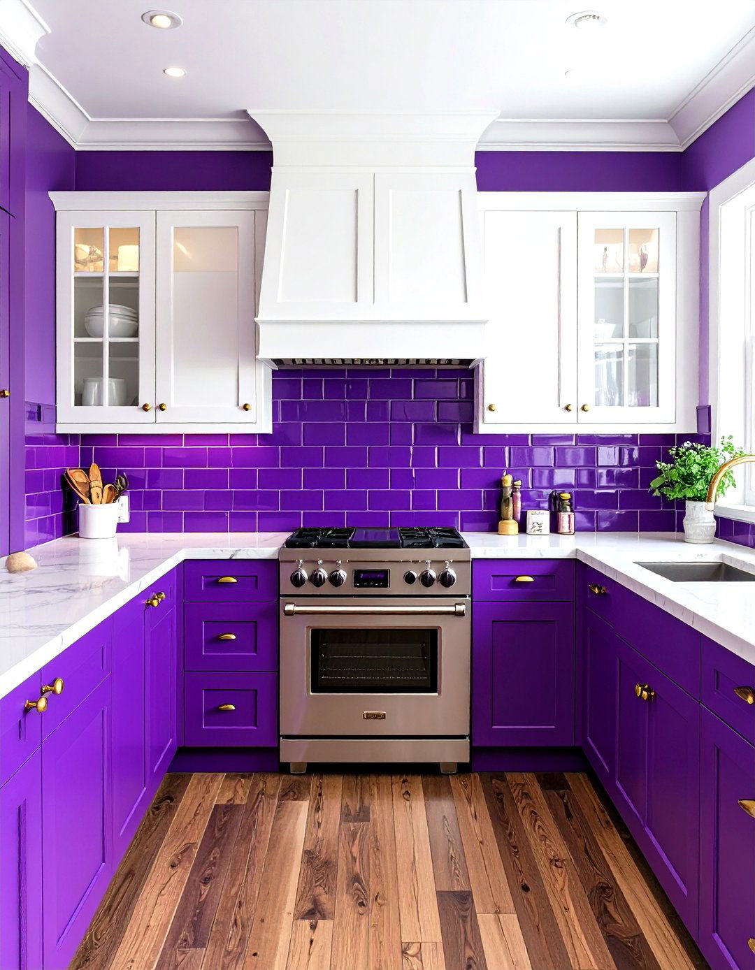 Purple Kitchen Backsplash Subway Tile Design - 20 Purple Kitchen Ideas