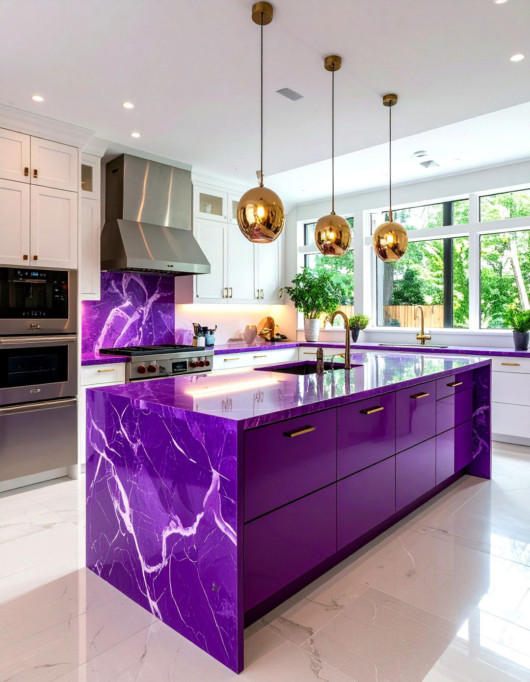 Purple Kitchen Countertop Dramatic Design - 20 Purple Kitchen Ideas