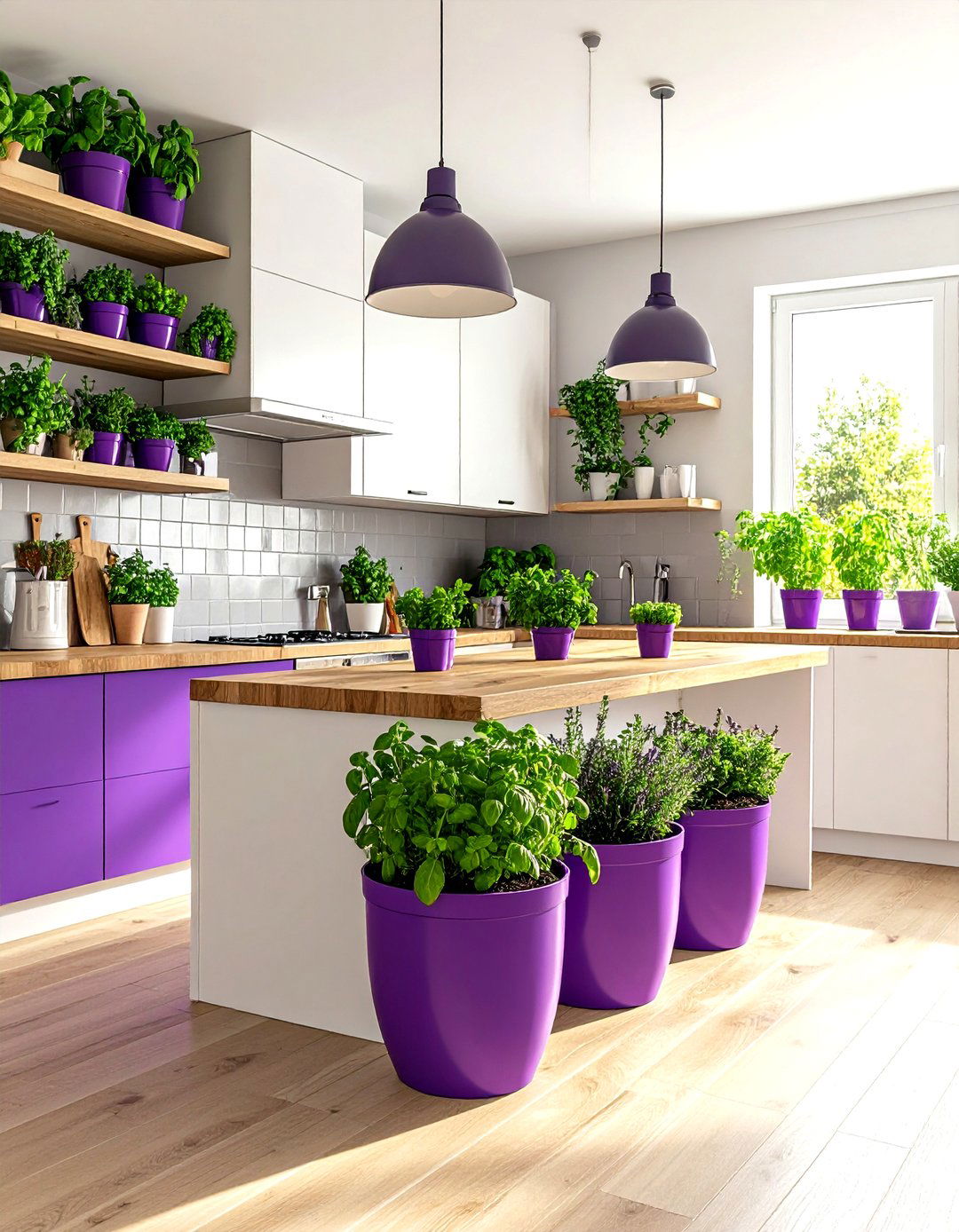 Purple Kitchen Herb Garden Design - 20 Purple Kitchen Ideas