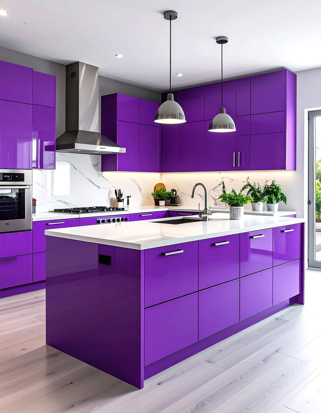 Purple Kitchen Island Contemporary Statement - 20 Purple Kitchen Ideas