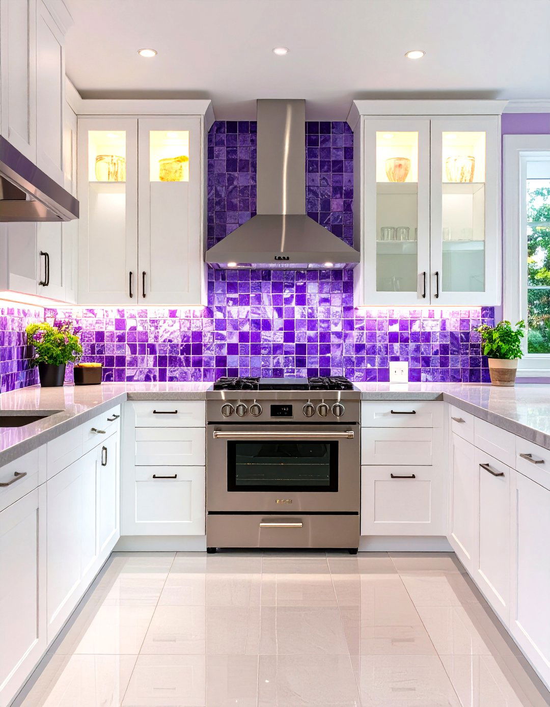 Purple Kitchen Mosaic Tile Design - 20 Purple Kitchen Ideas