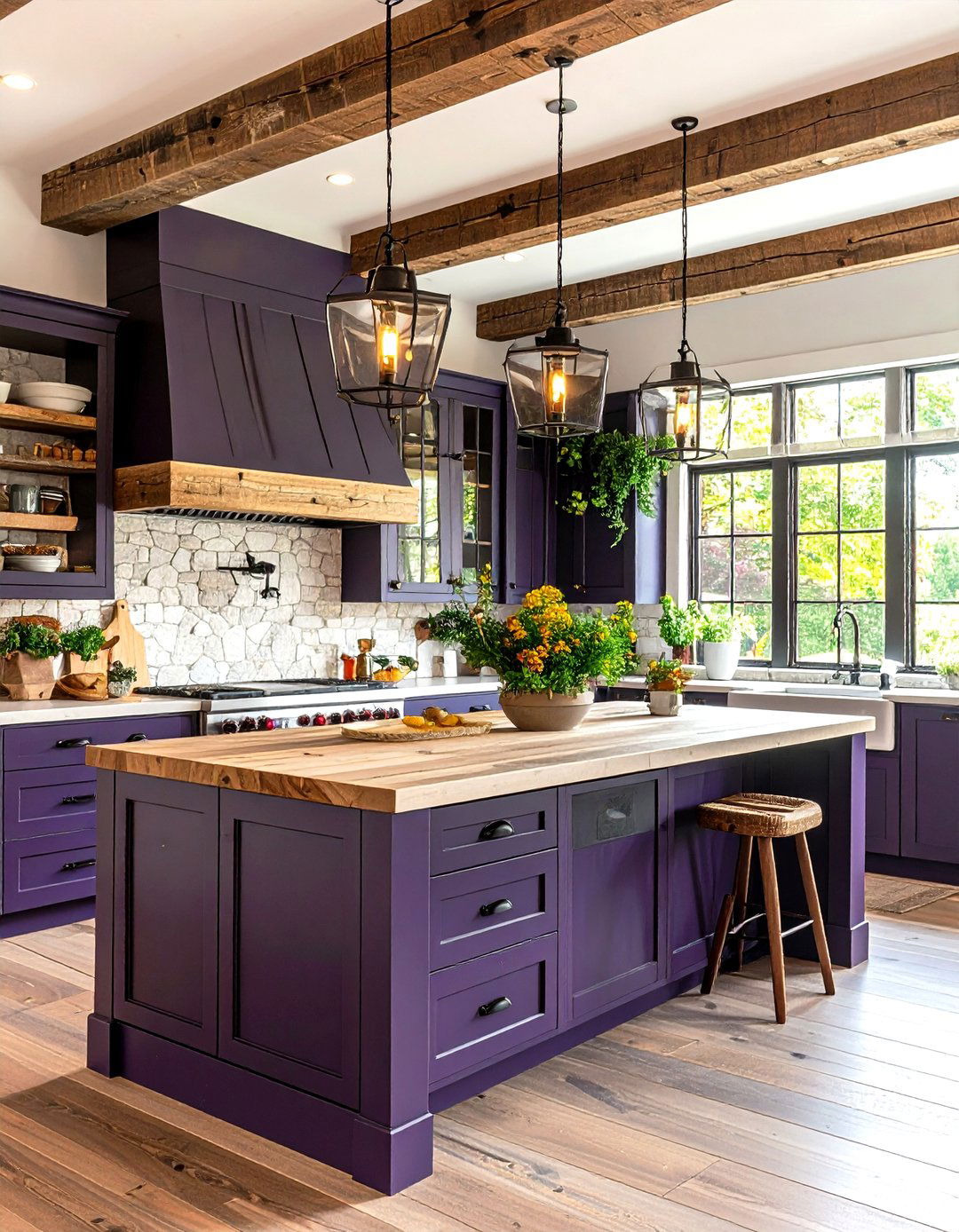 Purple Kitchen Rustic Farmhouse Design - 20 Purple Kitchen Ideas
