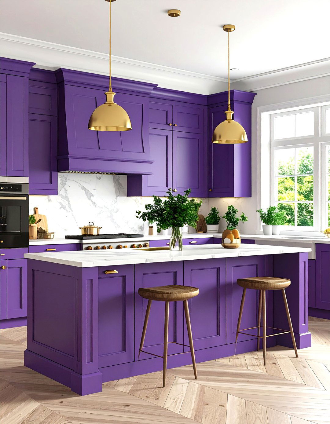 Purple Kitchen Transitional Design - 20 Purple Kitchen Ideas