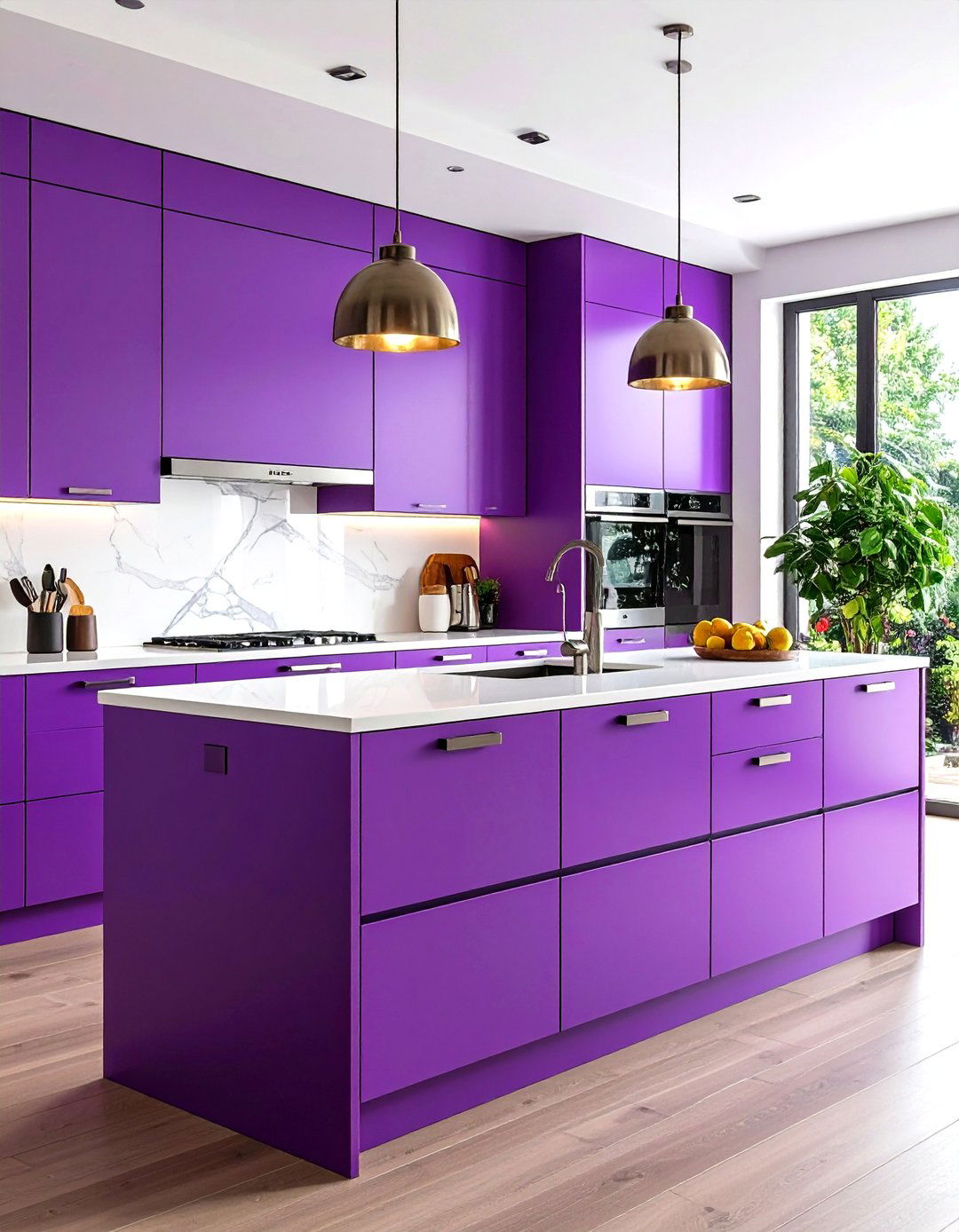 Purple Kitchen Two Tone Cabinet Modern Design - 20 Purple Kitchen Ideas