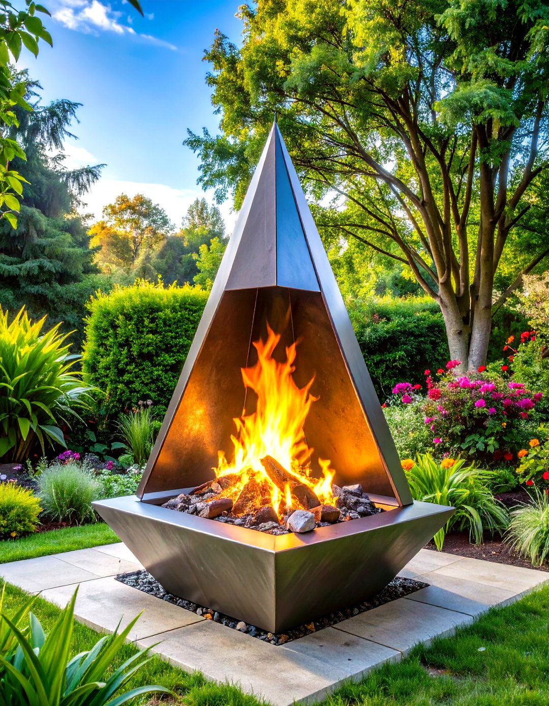 Pyramid Cone Metal Fire Pit - 20 Metal Fire Pit Ideas