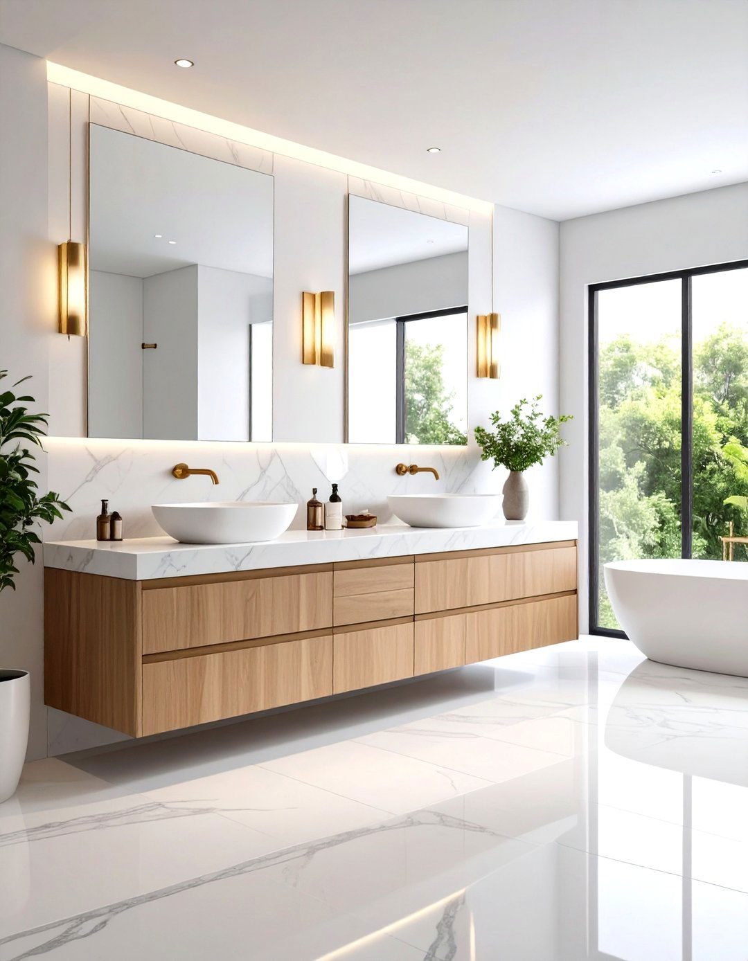 Quartz Topped Double Vanity for Low Maintenance Luxury - 20 Double Vanity Bathroom Ideas